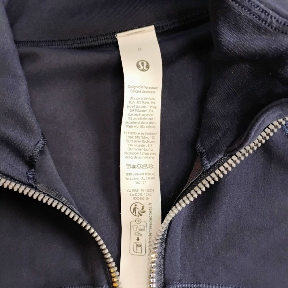 Lululemon Define Jacket Size 8 Navy Blue Full Zip Luon Yoga Running Activewear - Picture 4 of 16